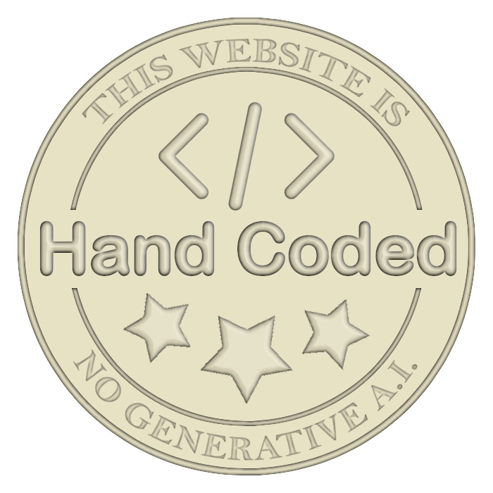 hand-coded, no generative A.I. badge