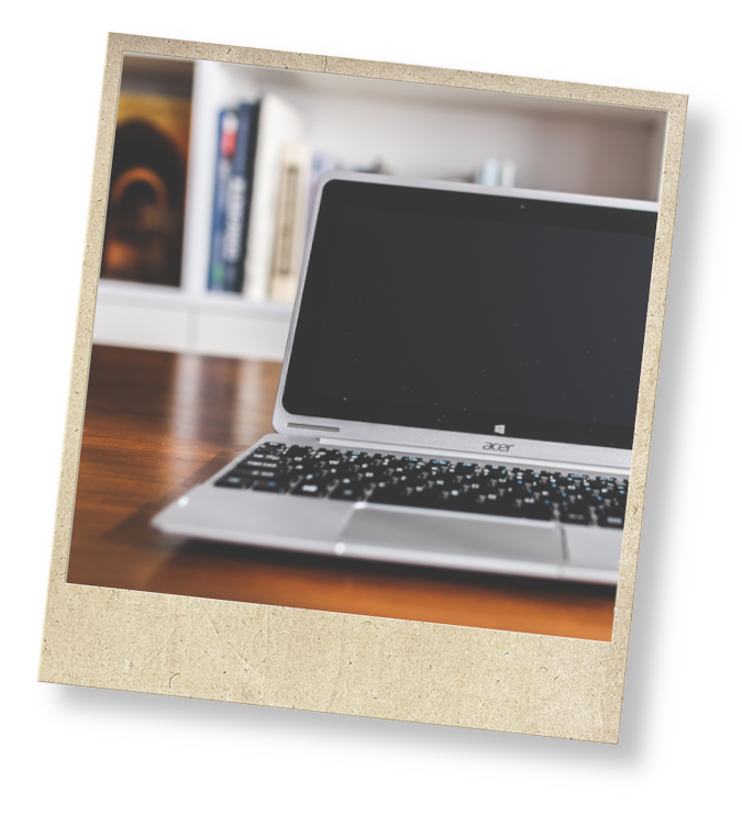 polaroid style image of a laptop